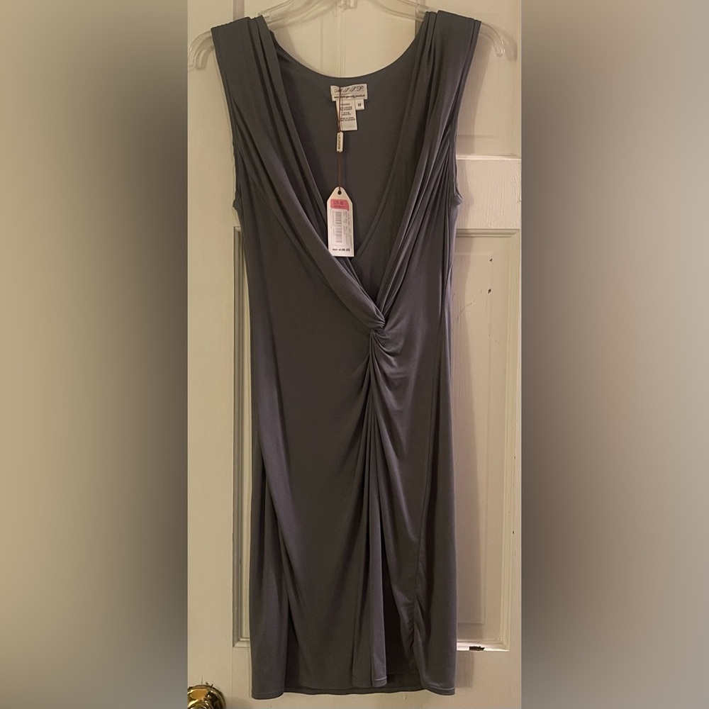 Max Studio Gray Ruched Sheath Midi Dress